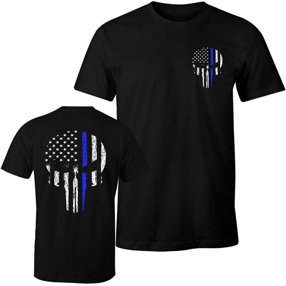 Thin Blue Line Shirt Punisher Skull TShirt Apparel